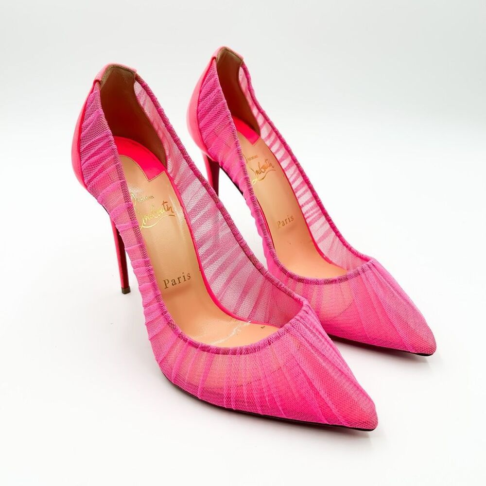 Christian Louboutin Pink Follie Draperia Mesh Pump Heels EU 40.5 US 10.5 - Picture 2 of 11